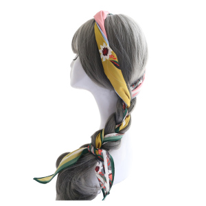 Silk Twilly Hair Tie Triangle Scarves for Multifunctional Use 